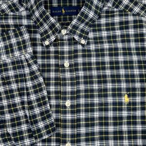Ralph Lauren Shirt‎ Large Plaid Button Down Long Sleeve Classic Fit Green Navy